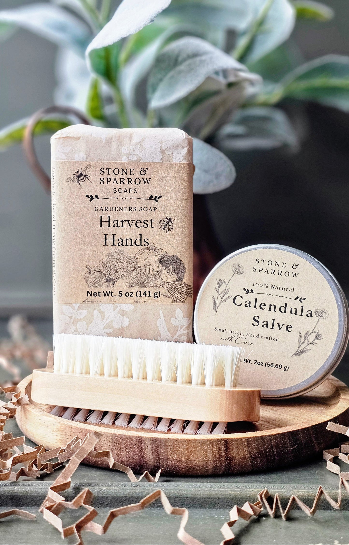 Gardeners Soap Gift Set with Salve & Nail Brush